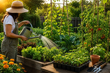 Golden hour in the vegetable garden