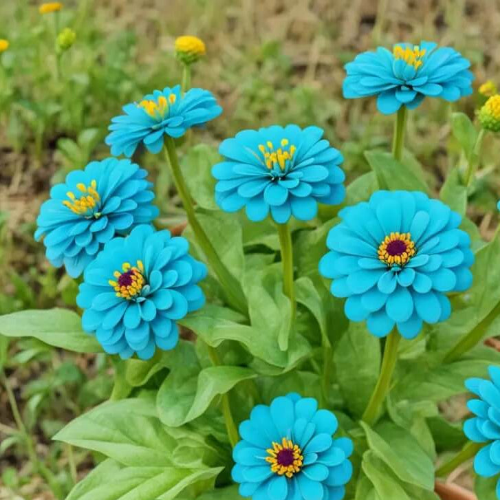 Sky Blue Yellow Zinnia Seeds - Flower Plant